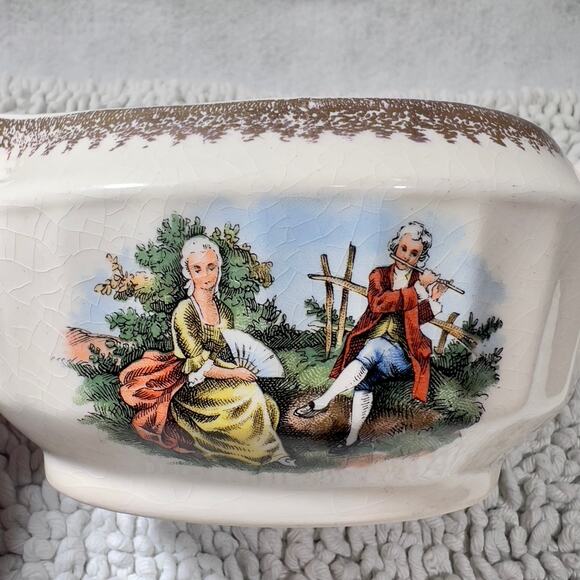 Cronin China Creamer or Gravy Boat & Lidded Sugar Bowl Minerva OH CO12 Gold Whit - Picture 13 of 16